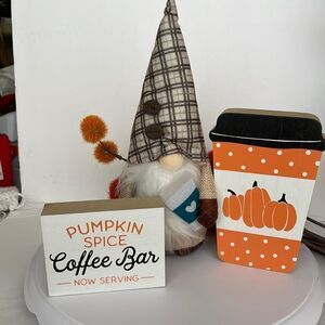 ‎PUMPKIN SPICE COFFEE BAR TIER TRAY DECOR
